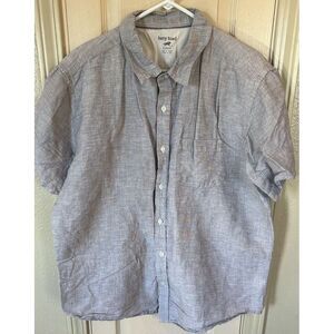 Horny Toad Mens XL Grey Linen Short Sleeve Full Button Shirt